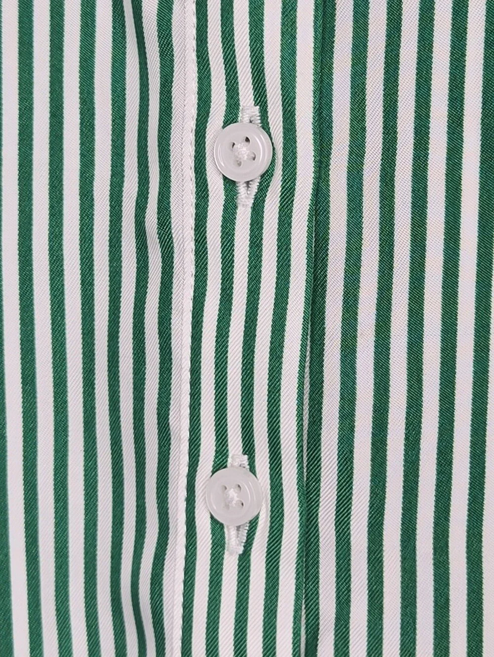 J Crew Womens Kelly Green Striped Cupro Blend Ruffle Trim Button Up Shirt Small
